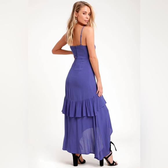 Lulu’s Island Song Washed Royal Blue Sleeveless Tiered Midi Dress - Size M - Picture 2 of 6